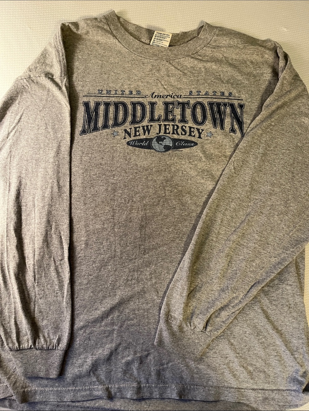 Delta Gray Long-Sleeve Middletown New Jersey Graphic Tee
